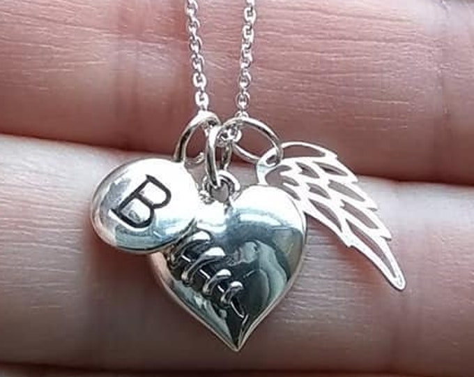 Healing Heart Necklace Sterling Silver 925, Angel Wing Necklace, Memorial Gift,  Memorial Necklace, Personalized, Bereavement Gift