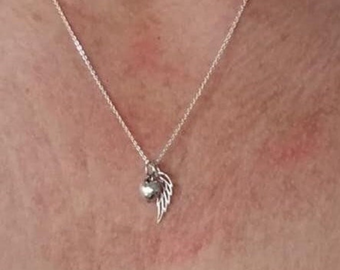 Angel Wing Necklace, Sterling Silver Necklace, Memorial Gift,  Bereavement Gift, Minimalist Necklace, Tiny Angel Wing Charm Necklace