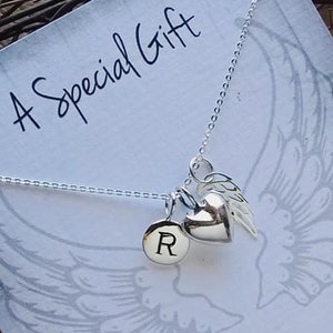 Bereavement Gift, Sterling Silver, Memorial Necklace, Initial Necklace, Memorial Sympathy Loss Charm Necklace Jewelry Gift, Memorial Gift