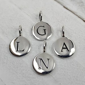 Letter Charms, Alphabet Charms, Initial Charms White Round DIY