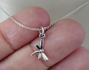 Tiny Dragonfly Necklace, Sterling Silver, Dragonfly Charm Necklace, Necklace for women, Dragonfly Jewelry, Minimalist, Mother's Day Gifts