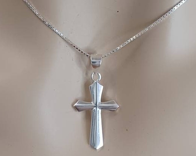 Sterling Silver Cross Pendant and chain Necklace for women Faith Jewelry