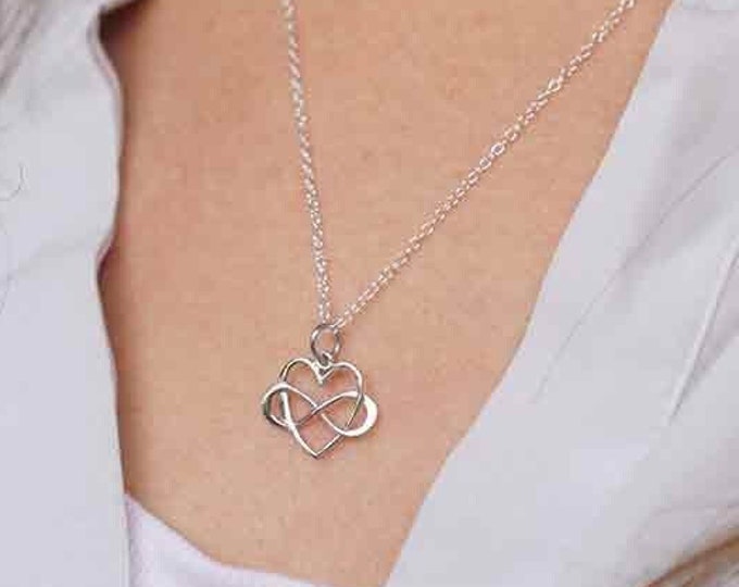 Infinity Heart Necklace, Sterling Silver, Heart Necklace, Silver Heart Charm Necklace