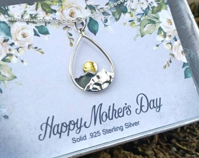 Mountain Necklace Sterling Silver, Mountain Pendant, Personalized Necklace Jewelry Mothers Day Gifts, Gift for mom