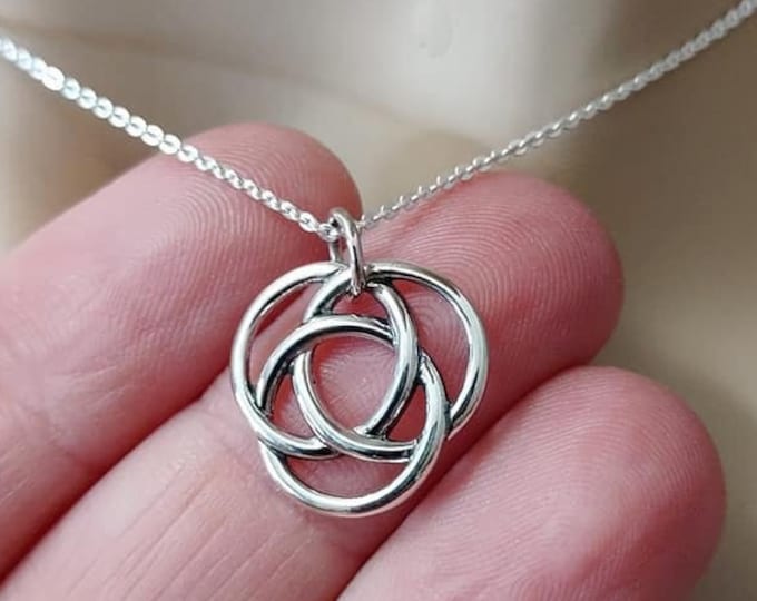 Infinity Circles of Love Necklace, Sterling Silver, Infinity Circle Knot Pendant Necklace, Infinity Knot Pendant, Gift for her, Christmas