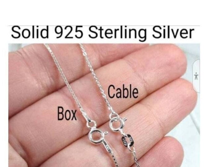 Sterling Silver Chain, Sterling Silver Chain Necklace, Silver Chain 14" 16" 18" 20" 22" 24" 30" Cable Chain - Box Chain, Mother's Day Gifts