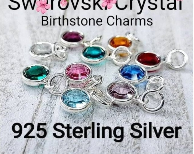 Birthstone Charms, 12pcs, Each month, Wholesale, Bulk, Silver Birthstone Charm, Supplies, Handmade Jewelry, add Sterling Silver jump rings