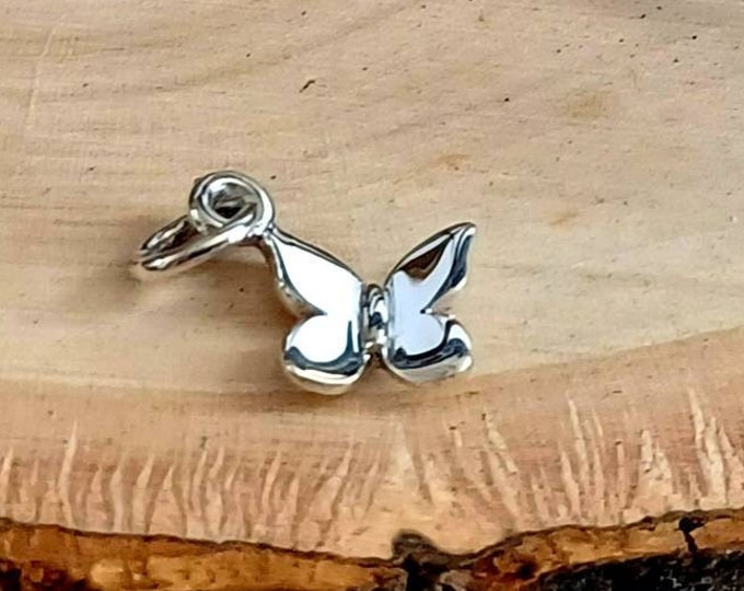 Butterfly Charm, Sterling Silver Butterfly Charm, Silver Butterfly Charm, Butterfly Pendant, Jewelry Supplies, TINY 12mm