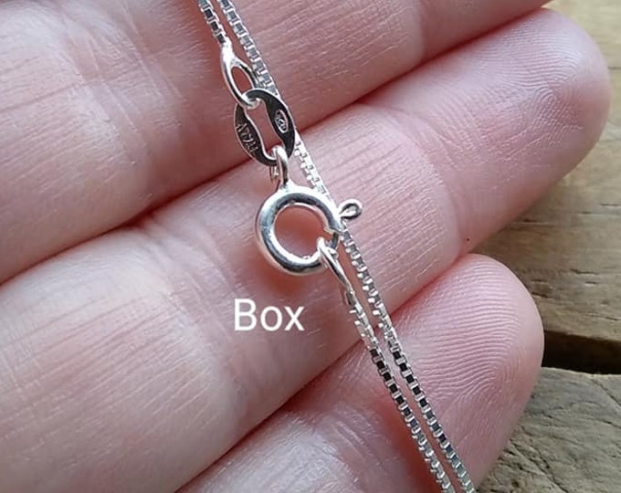Sterling Silver Box Chain Layering Necklace - 925 Sterling Silver Chain - 16 18 20 22 24 inch Box Chain - 1mm Thick - Necklace for women