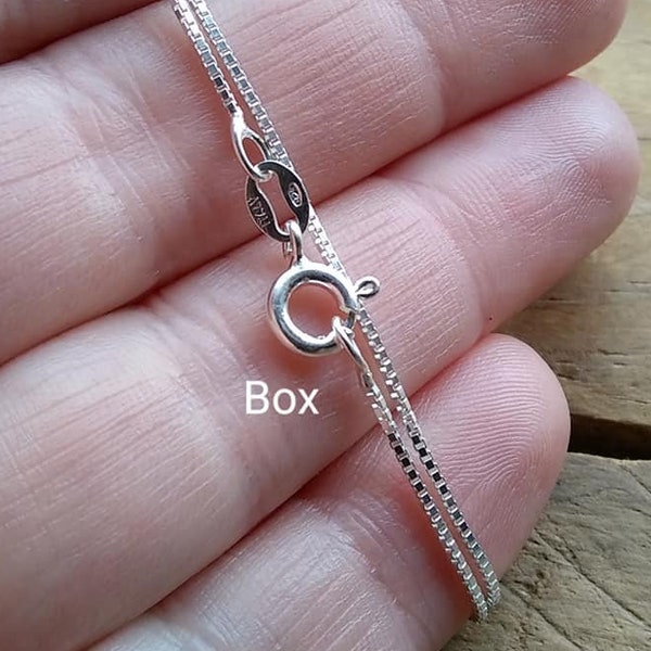 Sterling Silver Box Chain Layering Necklace - 925 Sterling Silver Chain - 16 18 20 22 24 inch Box Chain - 1mm Thick - Necklace for women