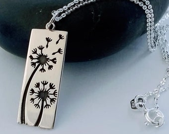 Sterling Silver Dandelion Necklace, Fall Jewelry, Dandelion Pendant, Dandelion Charm, Autumn, Birthday Gift