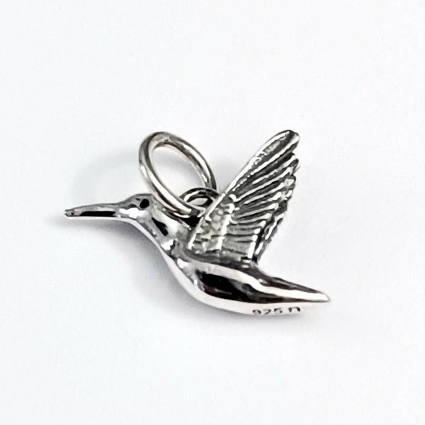 Hummingbird Charm, Sterling Silver, Mini Bird Charm, Hummingbird Pendant, Sterling Silver Charm, Silver Hummingbird Charm, Gift for her