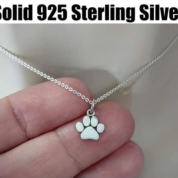 Paw Print Necklace, Sterling Silver, Tiny Paw Necklace, Dog or Cat Lovers Jewelry Gifts Pet Memorial Necklace Gift, Paw Charm, Gift for her