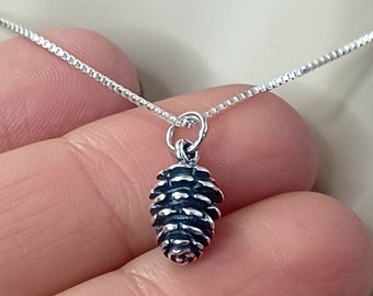 Pinecone Necklace, Sterling Silver, Pinecone Charm Pendant, Pinetree Necklace, Woodsy, Personalized Jewelry Gift for jewelry