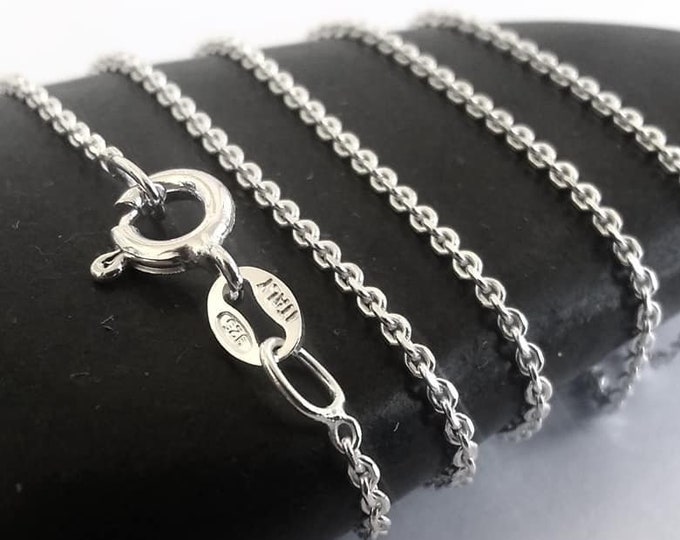 .925 Sterling Silver 1mm Thin Cable Chain Necklace 14/" 16/" 18/" 20/" 22/" 24/" 30/"