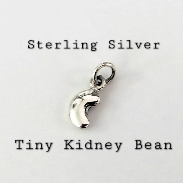 TINY Bean Charm, 925 Sterling Silver, Kidney Bean Charm, Chili Bean Charm, Vegan Vegetarian Food Cooking Chef Charm, Garden Charm, 14x5mm