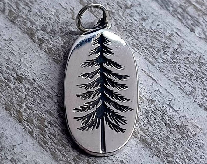 Pine Tree Charm, Sterling Silver Charm, Sterling Silver Pendant, Forest Charm, Tree Charm, Evergreen Charm, Nature Charm, Outdoors Charm
