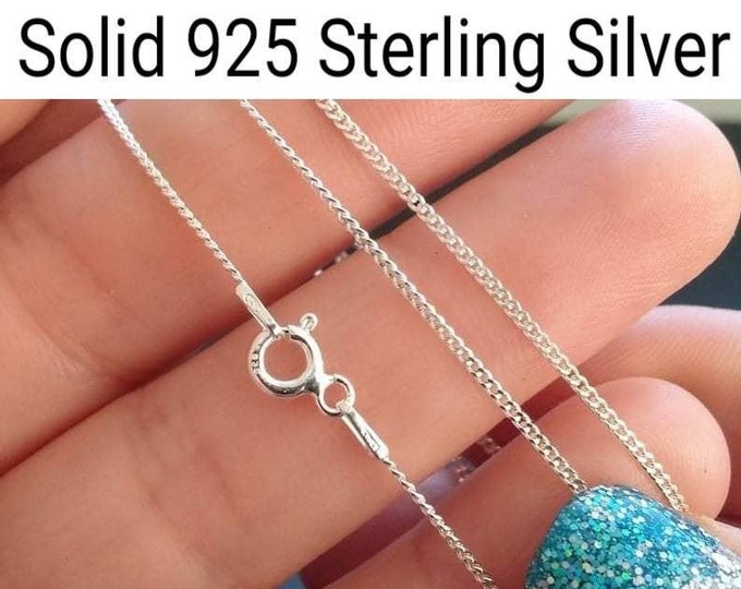Sterling Silver Chain Necklace 925 - 1mm - Curb Chain - Silver Chain - Chain Necklace - Completed chains with clasps - Sterling Silver Chain