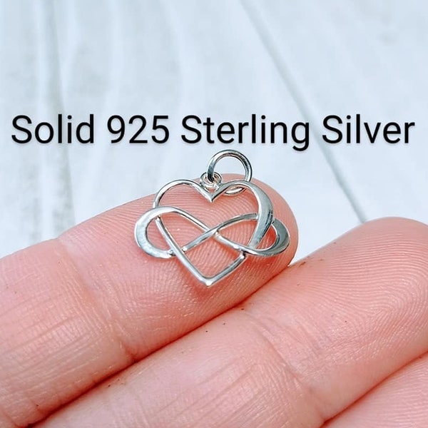 Infinity Heart Charm, Sterling Silver Heart Charm, Infinity Symbol Heart Charm, Small Heart Pendant, Heart Pendant, Heart Charm, Jewelry
