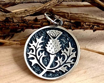 Thistle Charm Sterling Silver, 925, Protection Charm, Healer Charm, Herb Charm, Winter Charm, Fall Jewelry, Pendant
