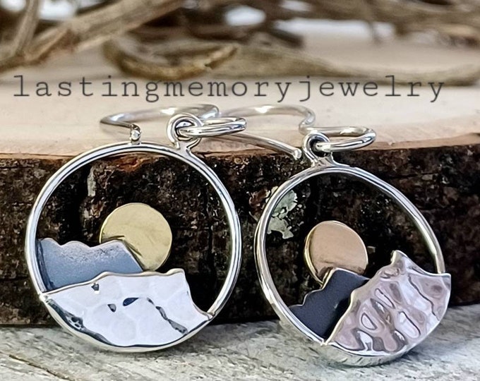 Sterling Silver Mountain Earrings - Silver Mountain Earrings - Round Mountain Earrings - Mountain Earring - Handmade Jewelry