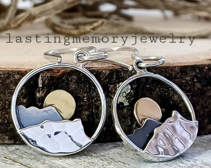 Sterling Silver Mountain Earrings, Silver Mountain Earrings, Round Mountain Earrings, Mountain Jewelry