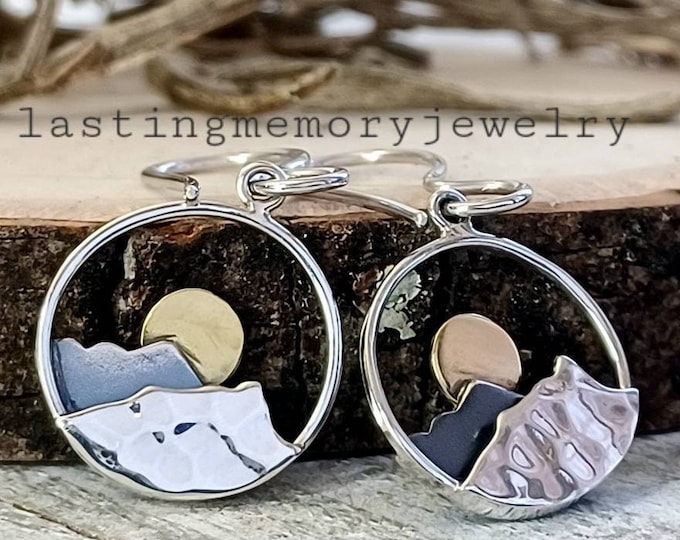 Sterling Silver Mountain Earrings - Silver Mountain Earrings - Round Mountain Earrings - Mountain Earring - Handmade Jewelry