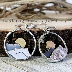 Sterling Silver Mountain Earrings - Silver Mountain Earrings - Round Mountain Earrings - Mountain Earring - Handmade Jewelry