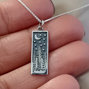 Mountain Necklace, Pine Tree Necklace, 925, Sterling Silver, Mountain Pendant, Forrest Jewelry, Camping Jewelry, Necklace for women, Gift