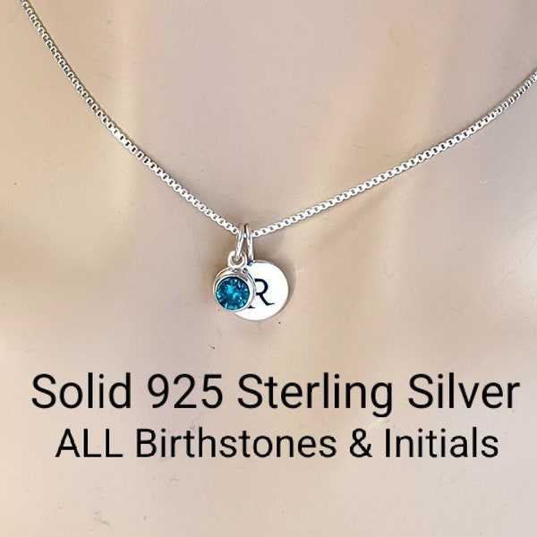 Sterling Silver Initial and Birthstone Charm Necklace, Birthday Gift for her, Custom, Personalized Necklace for women, Mother's Day Gifts