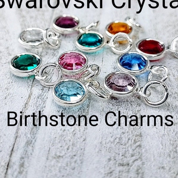 Birthstone Charm 925 Sterling Silver Jump Ring Personalized Jewelry Charms