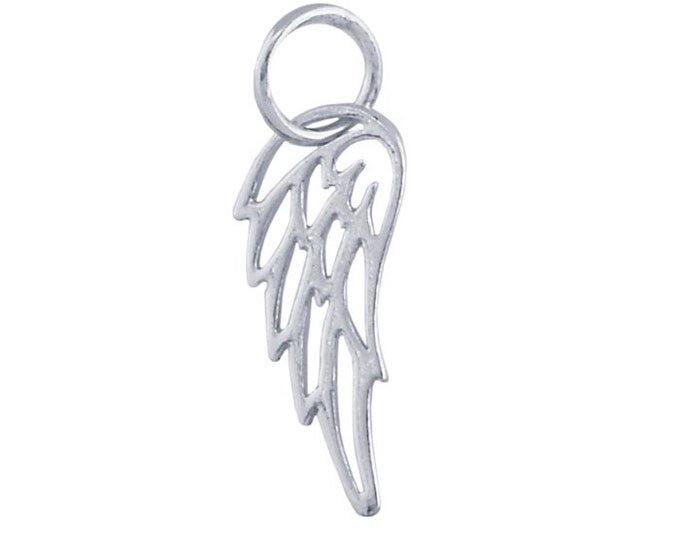 Angel Wing Charm, Sterling Silver, 925, TINY, Silver Angel Wing Charm, Memorial Charm, Bracelet Charm, Angel Feather Charm, Feather Charm