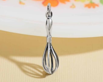 Whisk Charm 925 Sterling Silver, Baking Charm, Cooking Charm, Charm for Chef, Gifts for Chef, Gifts for Baker, Food Charm