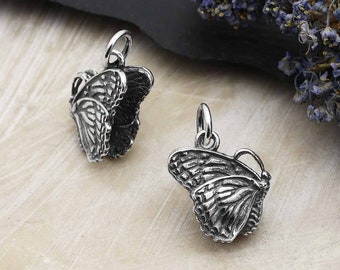 Sterling Silver 3D Butterfly Charm, Sterling Silver Charm, small 16mm, 1pc