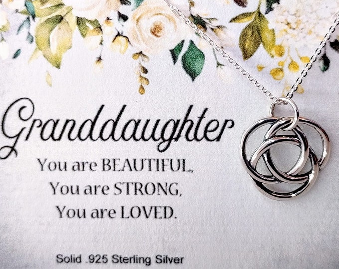 Infinity Knot Circles Necklace, Sterling Silver, Granddaughter Gifts, Granddaughter Necklace, Personalized Jewelry Gifts, September Birthday