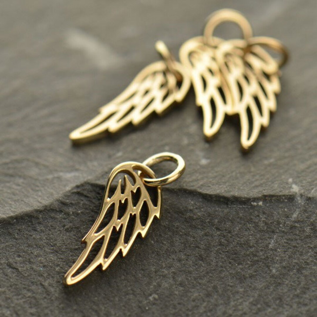 Bronze Angel Wing Charm TINY Angel Wing Charm 15mm Natural Etsy