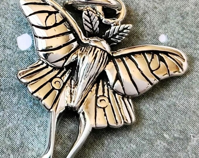 3D Luna Moth Charm, Sterling Silver, Lunar Moth Charm, Small Moth Charm, Butterfly Pendant, Butterfly Charh
