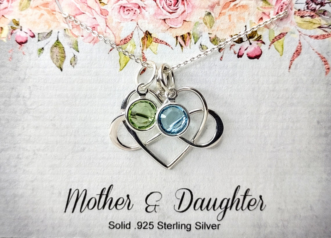 Mother and Daughter Necklace Sterling Silver Charm Pendant Etsy