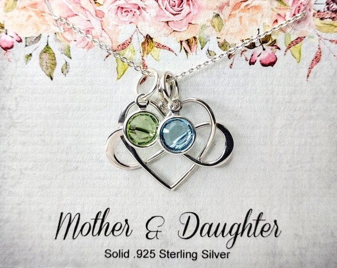 Birthstone Necklace for mom, Sterling Silver, Personalized Necklace Jewelry, Gift from Daughter,  Birthday Gift for mom, Mother Day Gifts
