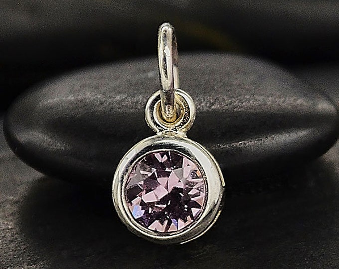 Sterling Silver JUNE Birthstone Charm TINY Crystal Charms, June Birthday, Silver June Birthstone Charm, Personalized Jewelry, 5.5mm