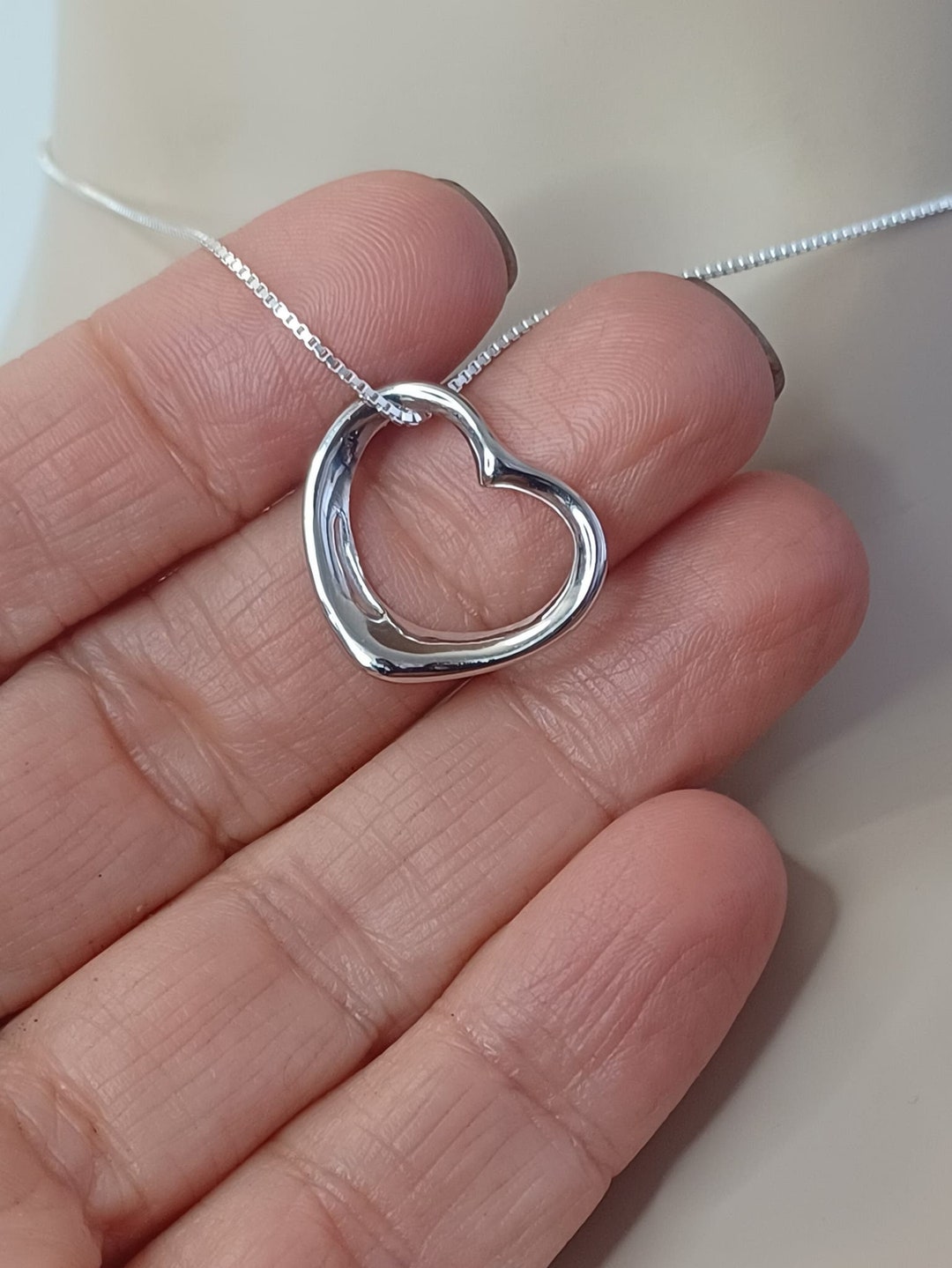 Floating Heart Sterling Silver Pendant Necklace, Heart Pendant, Heart