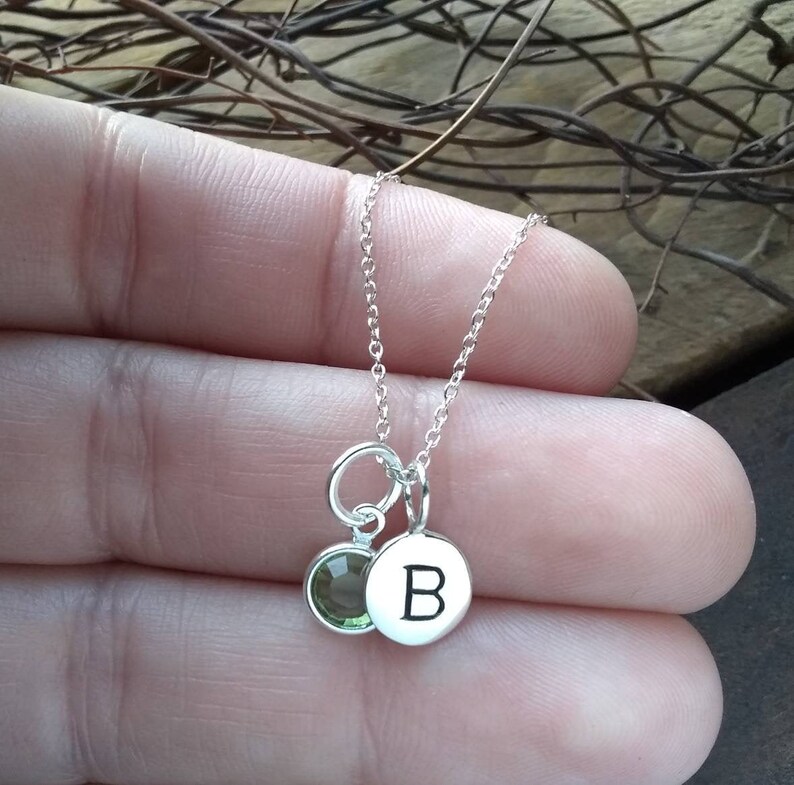 Birthstone September Heart Silver Plated Initial Letter 20/" Necklace A to Z