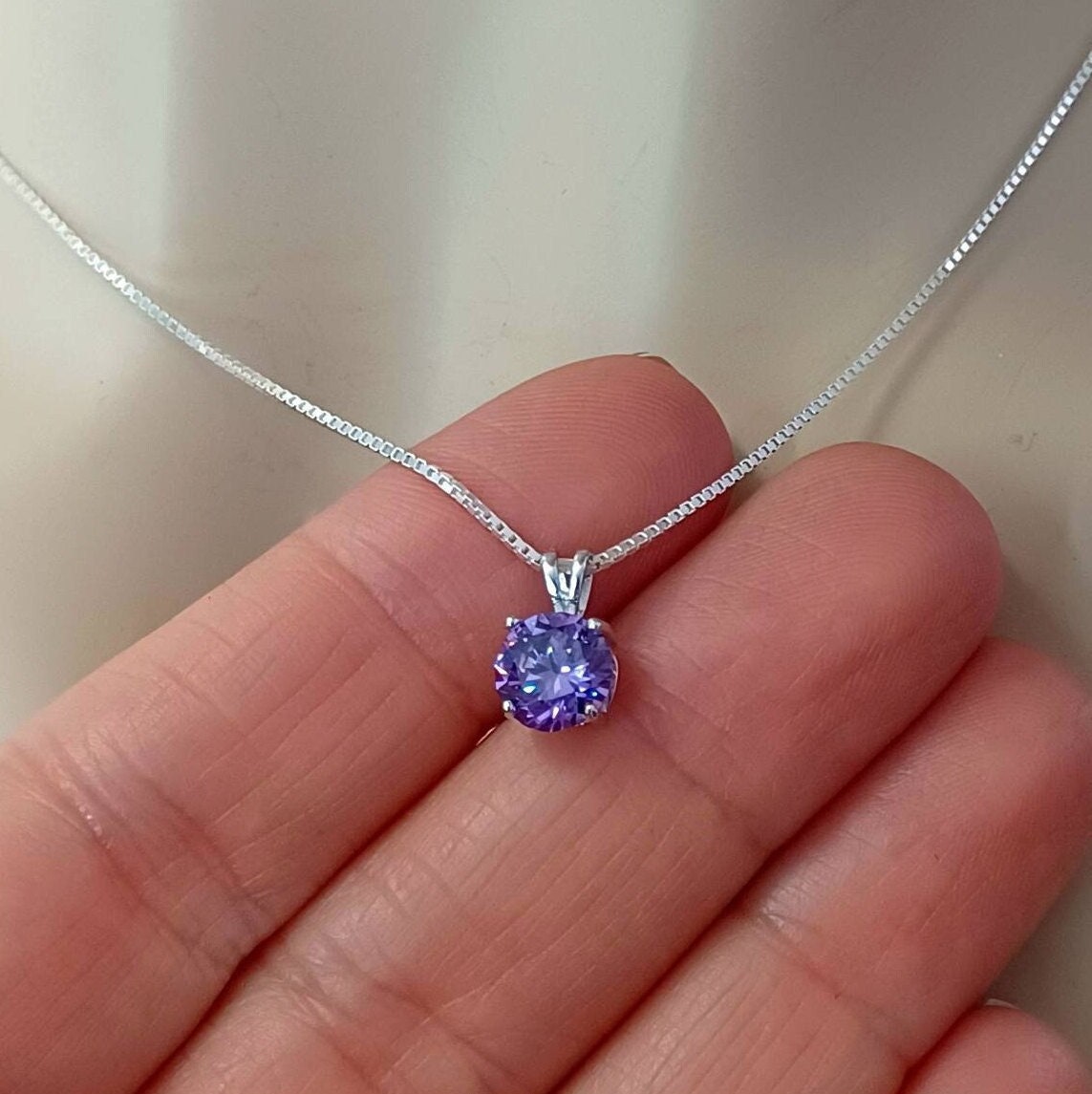 8th Birthday Gift for 8 Year Old Girl Birthstone Necklace, 925