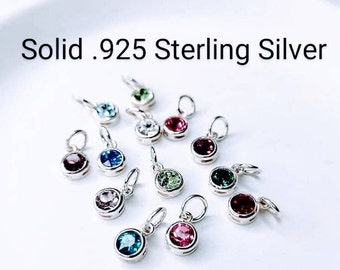 Birthstone Charm, Sterling Silver Birthstone Charm, Silver Birthstone Charm, Personalized Jewelry, Bracelet Charm, TINY Charms