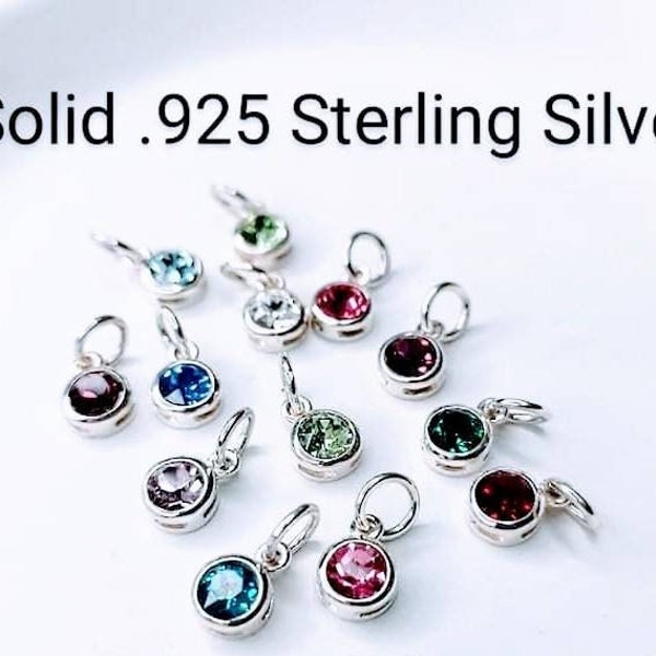 Birthstone Charm, Sterling Silver Birthstone Charm, Silver Birthstone Charm, Personalized Jewelry, Bracelet Charm, TINY Charms