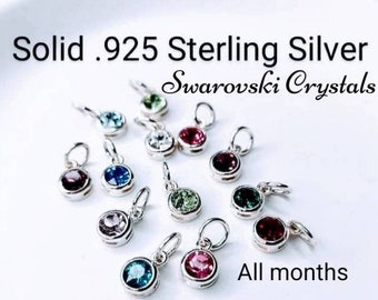 TINY Birthstone Charm Sterling Silver 6mm Miniature Birthstones Charms 925 Personalized Handmade Jewelry Gift