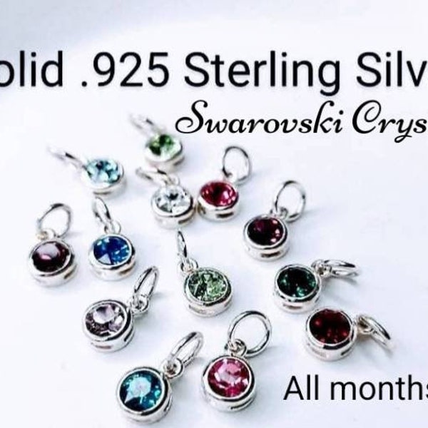 Birthstone Charm Sterling Silver, TINY, 5.5mm Personalized Jewelry, Crystal, Birthstones Charms, 925, Handmade Jewelry, Mother's Day Gifts