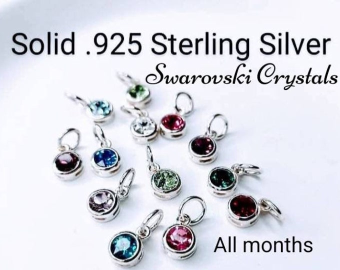 Birthstone Charm Sterling Silver, TINY, 5.5mm Personalized Jewelry, Crystal, Birthstones Charms, 925, Handmade Jewelry, Mother's Day Gifts