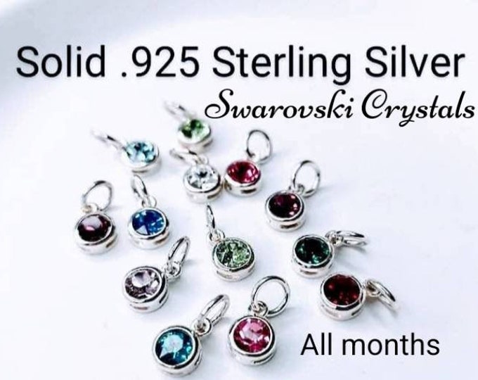 TINY Birthstone Charm Sterling Silver 6mm Miniature Birthstones Charms 925 Personalized Handmade Jewelry Gift