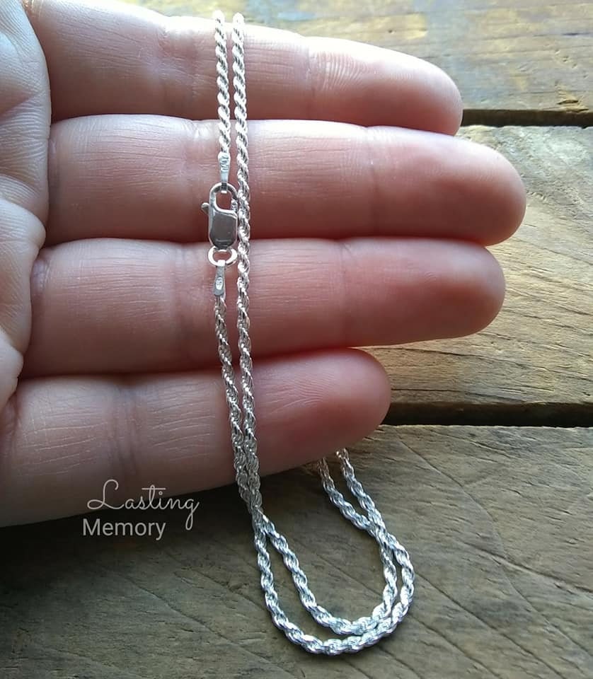 Sterling Silver Rope Chain, 1.5mm 